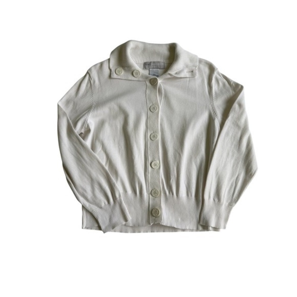 Vintage Sag Harbor Cardigan Sweater Ivory Cream Women Knit Button Up Collared XL
